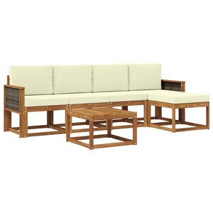 vidaXL Ensemble de canapés d'extérieur 6 pc Naturel et Crème Polyester