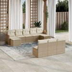 vidaXL Salon de jardin avec coussins 10 Pièces beige résine tressée