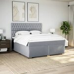 vidaXL Sommier à lattes de lit avec matelas Gris clair 180x200cm Tissu
