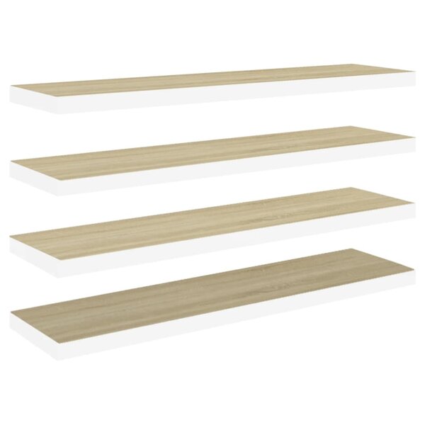 vidaXL Étagères flottantes 4 Pièces Chêne et blanc 90x23 5x3 8 cm MDF
