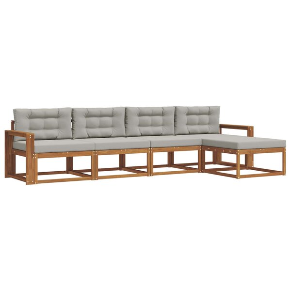 vidaXL Ensemble de canapés d'extérieur 5 pc Gris Naturel et Clair