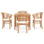 vidaXL Ensemble à manger de jardin 5Pièces avec coussins bois teck solide