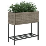 vidaXL Jardinières avec étagère 2 Pièces gris 70x28x70 cm résine tressée