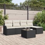 vidaXL Ensemble de canapé de jardin avec coussin 6 Pièces Noir Poly rotin