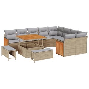 vidaXL Ensemble de canapé de jardin 13 Pièces Beige et Gris clair