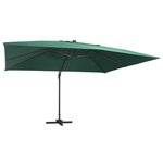 vidaXL Parasol déporté avec lumières LED Aluminium 400x300 cm Vert