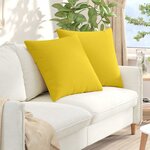 vidaXL Coussins de canapé 2 Pièces Jaune clair 80 x 80 cm tissu