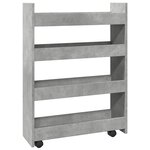 vidaXL Chariot de rangement étroit 4 niveaux gris béton