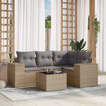 vidaXL Salon de jardin avec coussins 5 Pièces beige résine tressée