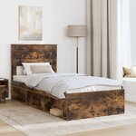 vidaXL Cadre de lit Chêne fumé 75 x 190 cm Bois de pin massif