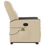 vidaXL Fauteuil inclinable de massage électrique Crème Tissu