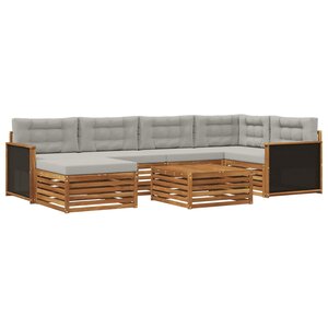 vidaXL Ensemble de canapés d'extérieur 7 Pièces Naturel et gris clair