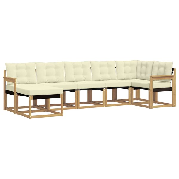 vidaXL Ensemble de canapés d'extérieur 7 pc Blanc et crème