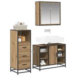 vidaXL Ensemble de mobilier de salle de bain 3 Pièces Chêne artisanal