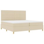 vidaXL Lit à ressort LED avec matelas Crème 200 x 200 cm tissu