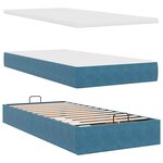vidaXL Cadre de lit ottoman avec matelas bleu foncé 90x200 cm velours