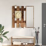 vidaXL Porte-manteau mural avec stockage avec miroir Bois ancien 100 x 10 x 100 cm
