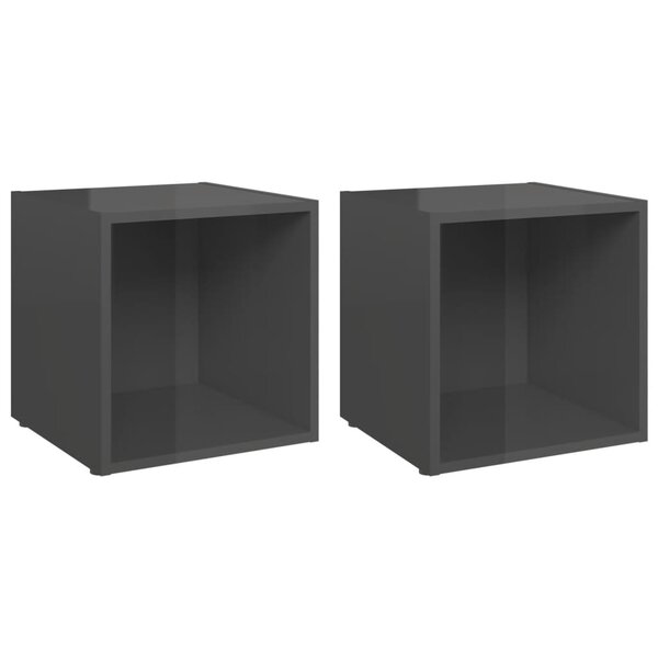 vidaXL Meubles TV 2 Pièces gris brillant 37x35x37 cm bois d’ingénierie