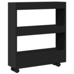 vidaXL Chariot de rangement étroit 3 niveaux noir bois d'ingénierie