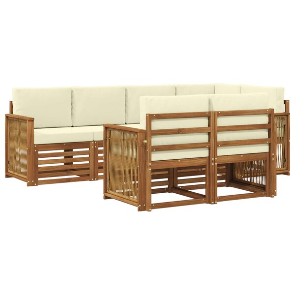 vidaXL Ensemble de canapé d'angle avec coussin 6 Pièces Naturel et Crème