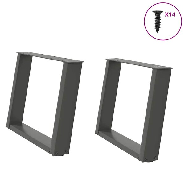 vidaXL Pieds de table basse en U 2 pièces Anthracite 70 x (42-43) cm Acier