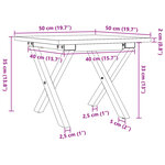 vidaXL Table basse cadre en X 50x50x35 cm bois de pin massif et acier