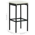vidaXL Ensemble de bar de jardin avec coussins 3 Pièces Noir