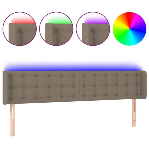 vidaXL Tête de lit à LED Taupe 163x16x78/88 cm Tissu