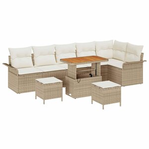 vidaXL Ensemble de canapé de jardin avec coussin 9 Pièces Beige et crème