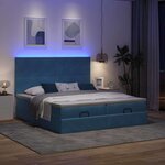 vidaXL Cadre de lit ottoman avec matelas bleu foncé 200x200 cm velours