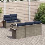 vidaXL Ensemble de canapé de jardin 6 Pièces Gris et marine polyrotin