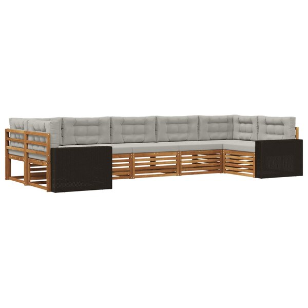 vidaXL Ensemble de canapés d'extérieur 7 Pièces Naturel et gris clair