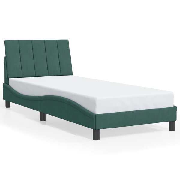 vidaXL Cadre de lit sans matelas Hanko vert foncé 90x190 cm velours