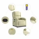 vidaXL Fauteuil de massage inclinable crème cuir véritable
