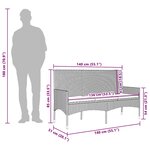 vidaXL Banc de jardin à 3 places avec coussins Noir Résine tressée