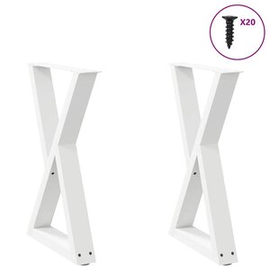vidaXL Pieds de table à manger 2 pièces Blanc 50 x (72-73 3) cm Acier