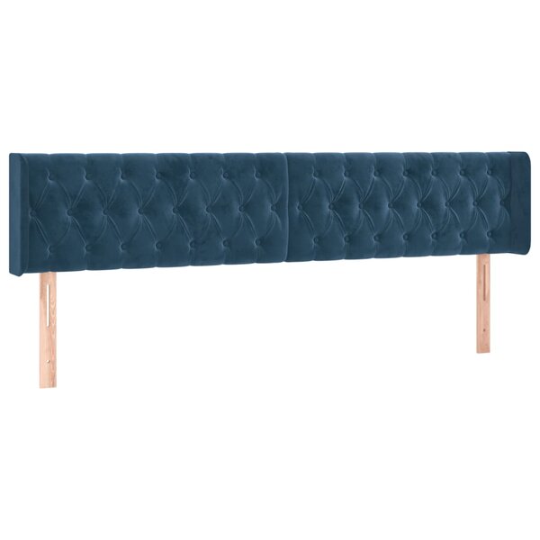 vidaXL Tête de lit avec oreilles Bleu foncé 203x16x78/88 cm Velours