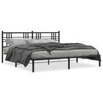 vidaXL Cadre de lit métal sans matelas avec tête de lit noir 200x200cm