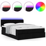 vidaXL Lit ottoman avec matelas et LED noir 140x190 cm tissu