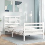 vidaXL Cadre de lit et tête de lit blanc 100x200 cm bois massif