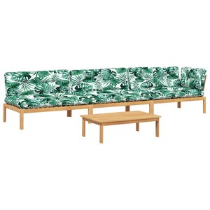 vidaXL Salon palette de jardin avec coussins 4Pièces bois d'acacia massif