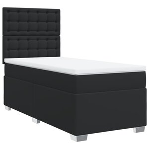 vidaXL Sommier à lattes de lit avec matelas Noir 90x190 cm Similicuir