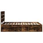 vidaXL Cadre de lit Chêne fumé 135 x 190 cm Pin massif