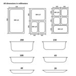 vidaXL Récipients Gastronorm 12 Pièces GN 1/6 65 mm Acier inoxydable