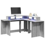 vidaXL Bureau et lumières LED sonoma gris 152x152x91cm bois ingénierie