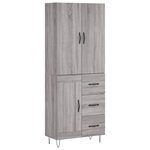 vidaXL Buffet haut Sonoma gris 69 5x34x180 cm Bois d'ingénierie