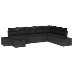 vidaXL Set de canapé de jardin 8 pièces avec des coussins en rotin synthétique noir