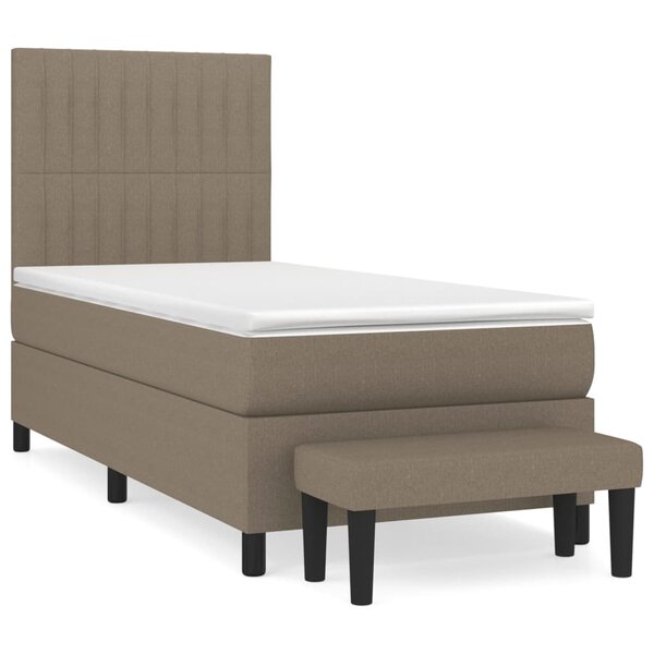 vidaXL Sommier à lattes de lit avec matelas Taupe 100x200 cm Tissu