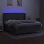 vidaXL Sommier à lattes de lit matelas LED Gris foncé 180x200 cm Tissu