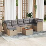 vidaXL Salon de jardin avec coussins 8Pièces mélange beige résine tressée